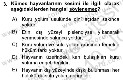 Günümüz Fıkıh Problemleri Dersi 2018 - 2019 Yılı 3 Ders Sınav Soruları 3. Soru