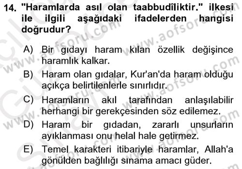 Günümüz Fıkıh Problemleri Dersi 2018 - 2019 Yılı (Vize) Ara Sınav Soruları 14. Soru