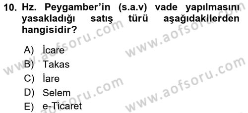 Günümüz Fıkıh Problemleri Dersi 2018 - 2019 Yılı (Final) Dönem Sonu Sınav Soruları 10. Soru