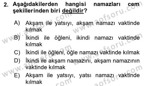 Günümüz Fıkıh Problemleri Dersi 2018 - 2019 Yılı (Final) Dönem Sonu Sınav Soruları 2. Soru