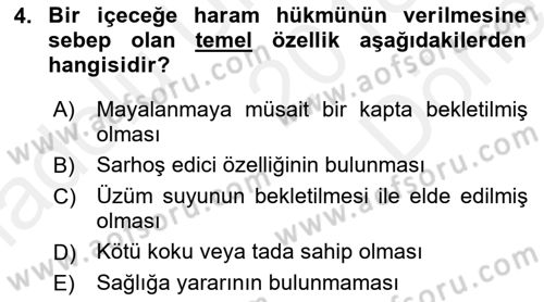 Günümüz Fıkıh Problemleri Dersi 2018 - 2019 Yılı (Final) Dönem Sonu Sınav Soruları 4. Soru