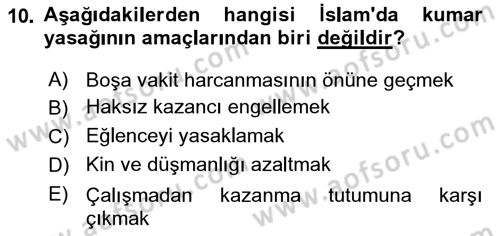 Günümüz Fıkıh Problemleri Dersi 2018 - 2019 Yılı Yaz Okulu Sınav Soruları 10. Soru