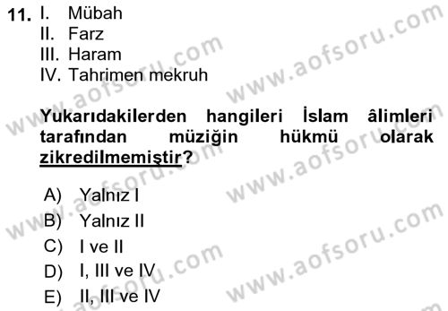 Günümüz Fıkıh Problemleri Dersi 2018 - 2019 Yılı Yaz Okulu Sınav Soruları 11. Soru