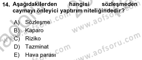 Günümüz Fıkıh Problemleri Dersi 2018 - 2019 Yılı Yaz Okulu Sınav Soruları 14. Soru