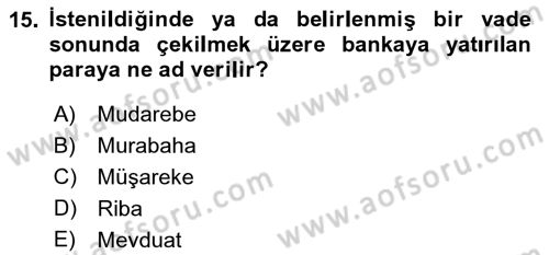 Günümüz Fıkıh Problemleri Dersi 2018 - 2019 Yılı Yaz Okulu Sınav Soruları 15. Soru