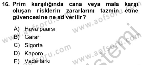 Günümüz Fıkıh Problemleri Dersi 2018 - 2019 Yılı Yaz Okulu Sınav Soruları 16. Soru