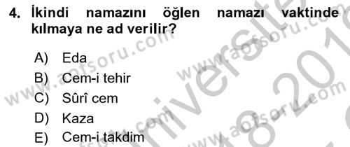 Günümüz Fıkıh Problemleri Dersi 2018 - 2019 Yılı Yaz Okulu Sınav Soruları 4. Soru