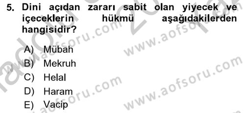 Günümüz Fıkıh Problemleri Dersi 2018 - 2019 Yılı Yaz Okulu Sınav Soruları 5. Soru