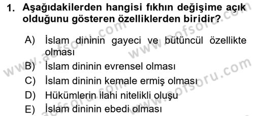 Günümüz Fıkıh Problemleri Dersi 2019 - 2020 Yılı (Vize) Ara Sınav Soruları 1. Soru