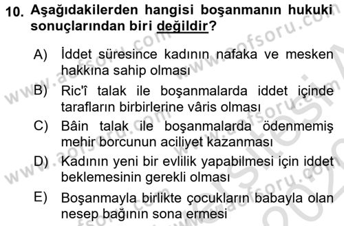 Günümüz Fıkıh Problemleri Dersi 2019 - 2020 Yılı (Vize) Ara Sınav Soruları 10. Soru