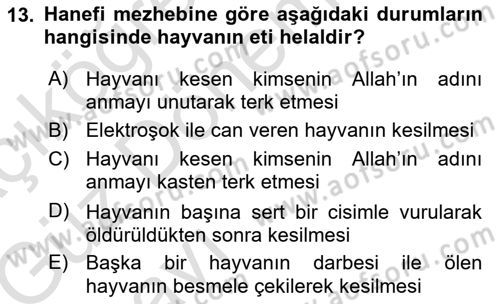 Günümüz Fıkıh Problemleri Dersi 2019 - 2020 Yılı (Vize) Ara Sınav Soruları 13. Soru