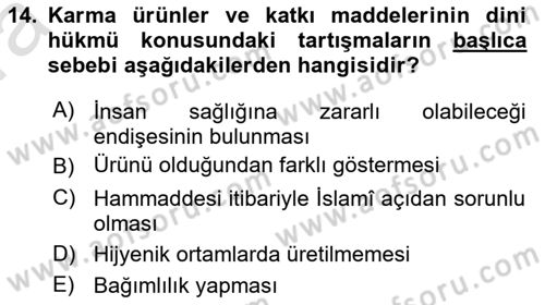 Günümüz Fıkıh Problemleri Dersi 2019 - 2020 Yılı (Vize) Ara Sınav Soruları 14. Soru