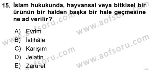 Günümüz Fıkıh Problemleri Dersi 2019 - 2020 Yılı (Vize) Ara Sınav Soruları 15. Soru