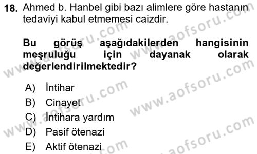 Günümüz Fıkıh Problemleri Dersi 2019 - 2020 Yılı (Vize) Ara Sınav Soruları 18. Soru