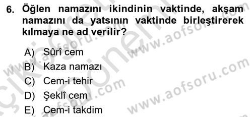 Günümüz Fıkıh Problemleri Dersi 2019 - 2020 Yılı (Vize) Ara Sınav Soruları 6. Soru