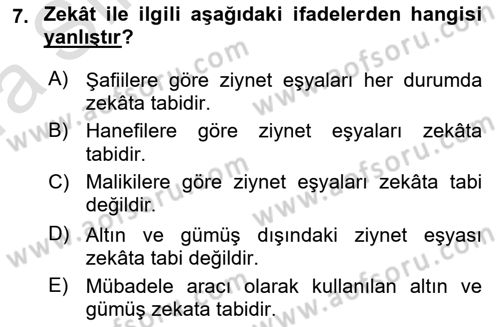 Günümüz Fıkıh Problemleri Dersi 2019 - 2020 Yılı (Vize) Ara Sınav Soruları 7. Soru
