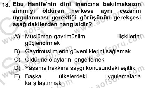 Günümüz Fıkıh Problemleri Dersi 2019 - 2020 Yılı (Final) Dönem Sonu Sınav Soruları 18. Soru