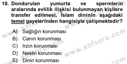 Günümüz Fıkıh Problemleri Dersi 2020 - 2021 Yılı Yaz Okulu Sınav Soruları 10. Soru
