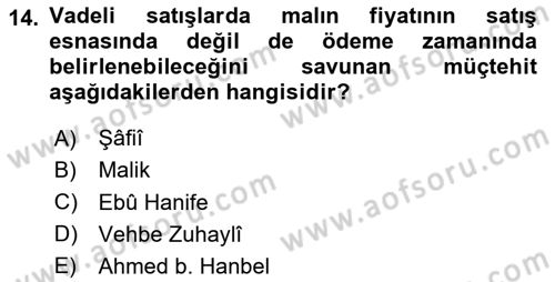 Günümüz Fıkıh Problemleri Dersi 2020 - 2021 Yılı Yaz Okulu Sınav Soruları 14. Soru