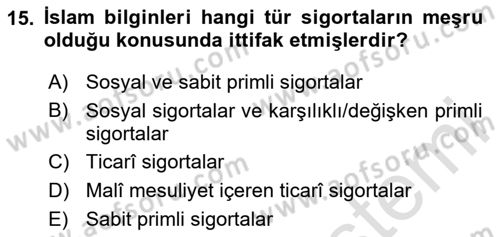 Günümüz Fıkıh Problemleri Dersi 2020 - 2021 Yılı Yaz Okulu Sınav Soruları 15. Soru
