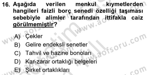 Günümüz Fıkıh Problemleri Dersi 2020 - 2021 Yılı Yaz Okulu Sınav Soruları 16. Soru