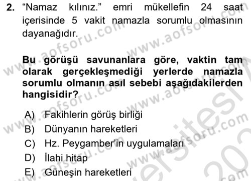 Günümüz Fıkıh Problemleri Dersi 2020 - 2021 Yılı Yaz Okulu Sınav Soruları 2. Soru