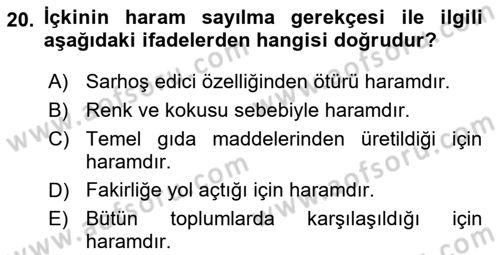Günümüz Fıkıh Problemleri Dersi 2020 - 2021 Yılı Yaz Okulu Sınav Soruları 20. Soru