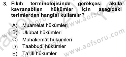 Günümüz Fıkıh Problemleri Dersi 2020 - 2021 Yılı Yaz Okulu Sınav Soruları 3. Soru