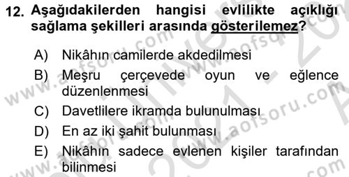 Günümüz Fıkıh Problemleri Dersi 2021 - 2022 Yılı (Vize) Ara Sınav Soruları 12. Soru