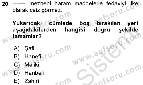 Günümüz Fıkıh Problemleri Dersi 2021 - 2022 Yılı (Vize) Ara Sınav Soruları 20. Soru
