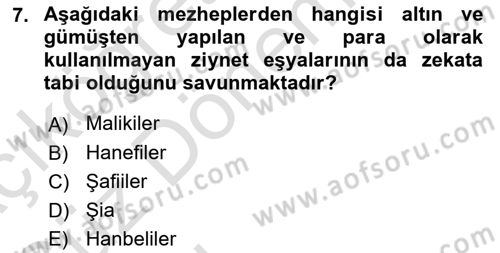 Günümüz Fıkıh Problemleri Dersi 2021 - 2022 Yılı (Vize) Ara Sınav Soruları 7. Soru