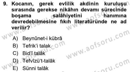 Günümüz Fıkıh Problemleri Dersi 2021 - 2022 Yılı (Vize) Ara Sınav Soruları 9. Soru