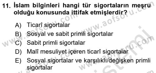 Günümüz Fıkıh Problemleri Dersi 2021 - 2022 Yılı (Final) Dönem Sonu Sınav Soruları 11. Soru