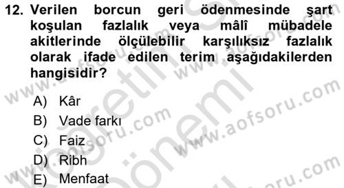 Günümüz Fıkıh Problemleri Dersi 2021 - 2022 Yılı (Final) Dönem Sonu Sınav Soruları 12. Soru