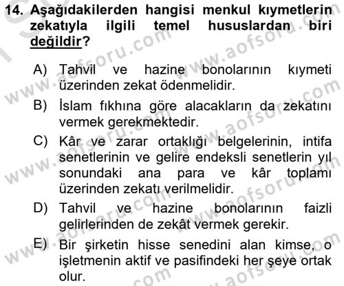 Günümüz Fıkıh Problemleri Dersi 2021 - 2022 Yılı (Final) Dönem Sonu Sınav Soruları 14. Soru
