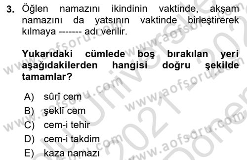 Günümüz Fıkıh Problemleri Dersi 2021 - 2022 Yılı (Final) Dönem Sonu Sınav Soruları 3. Soru