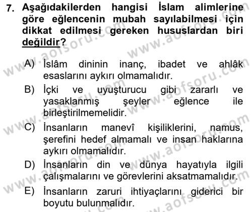 Günümüz Fıkıh Problemleri Dersi 2021 - 2022 Yılı (Final) Dönem Sonu Sınav Soruları 7. Soru