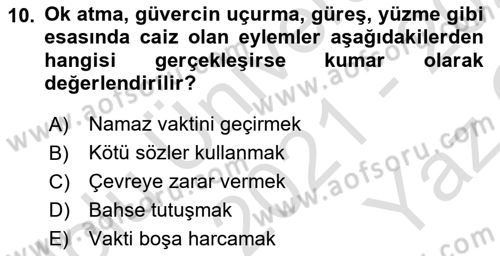 Günümüz Fıkıh Problemleri Dersi 2021 - 2022 Yılı Yaz Okulu Sınav Soruları 10. Soru