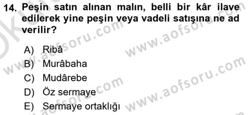 Günümüz Fıkıh Problemleri Dersi 2021 - 2022 Yılı Yaz Okulu Sınav Soruları 14. Soru
