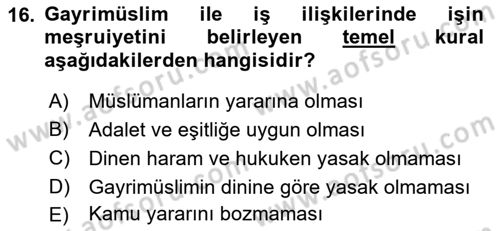 Günümüz Fıkıh Problemleri Dersi 2021 - 2022 Yılı Yaz Okulu Sınav Soruları 16. Soru