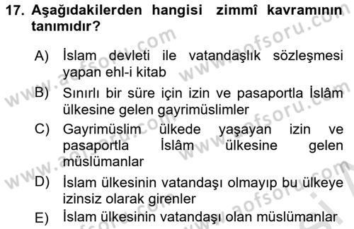 Günümüz Fıkıh Problemleri Dersi 2021 - 2022 Yılı Yaz Okulu Sınav Soruları 17. Soru
