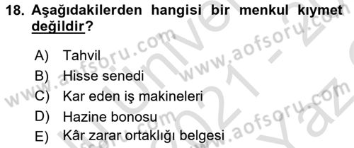 Günümüz Fıkıh Problemleri Dersi 2021 - 2022 Yılı Yaz Okulu Sınav Soruları 18. Soru
