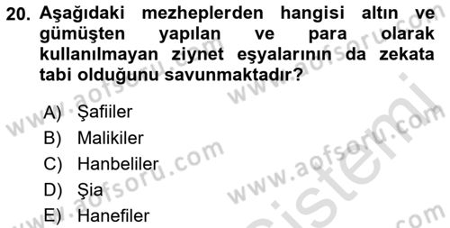 Günümüz Fıkıh Problemleri Dersi 2021 - 2022 Yılı Yaz Okulu Sınav Soruları 20. Soru