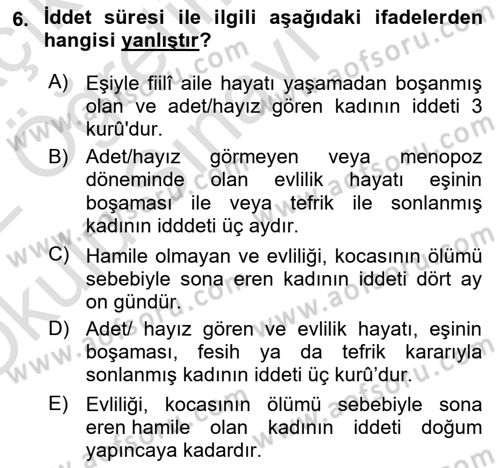 Günümüz Fıkıh Problemleri Dersi 2021 - 2022 Yılı Yaz Okulu Sınav Soruları 6. Soru