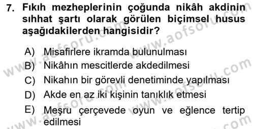 Günümüz Fıkıh Problemleri Dersi 2021 - 2022 Yılı Yaz Okulu Sınav Soruları 7. Soru
