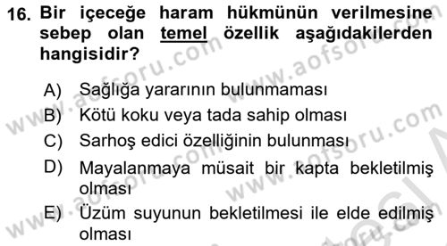 Günümüz Fıkıh Problemleri Dersi Ara Sınavı Deneme Sınav Soruları 16. Soru