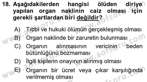 Günümüz Fıkıh Problemleri Dersi Ara Sınavı Deneme Sınav Soruları 18. Soru