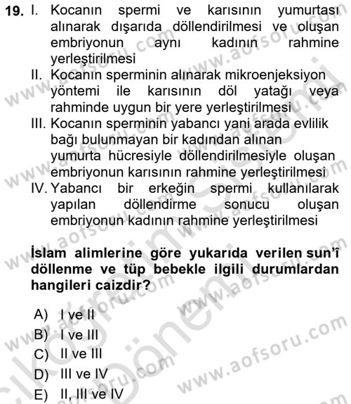 Günümüz Fıkıh Problemleri Dersi 2022 - 2023 Yılı (Vize) Ara Sınav Soruları 19. Soru