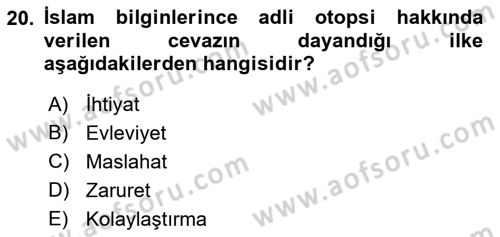 Günümüz Fıkıh Problemleri Dersi Ara Sınavı Deneme Sınav Soruları 20. Soru