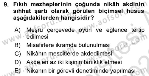 Günümüz Fıkıh Problemleri Dersi Ara Sınavı Deneme Sınav Soruları 9. Soru